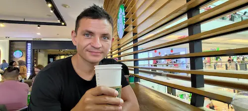 photo of me drinking optavia approved coffee in starbucks