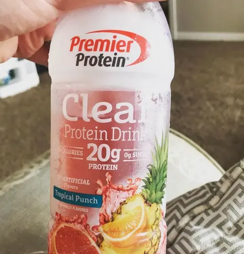 photo of my optavia shake alternative premier protein clear tropical punch
