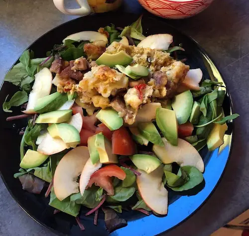 photo of my lean and green salad with fruits