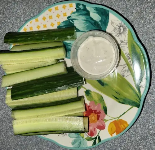 photo of my favorite optavia low calorie snack - cucumber sticks