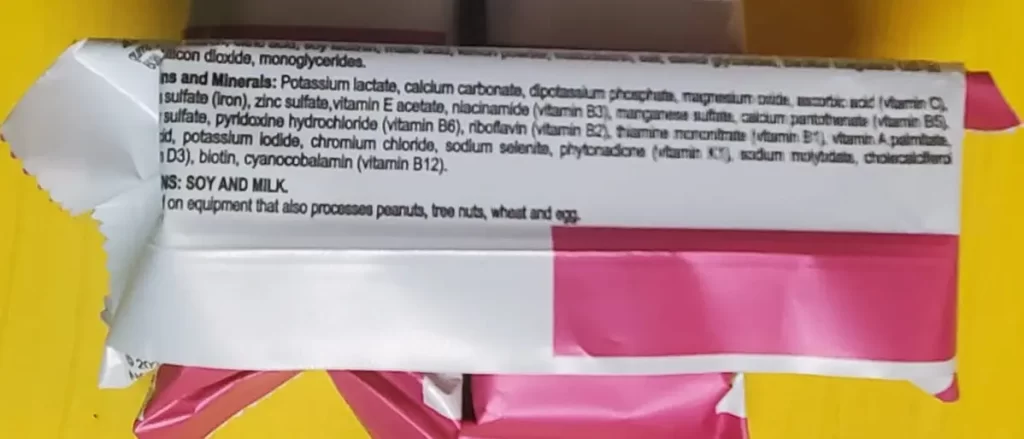 photo of optavia bar list of ingredients