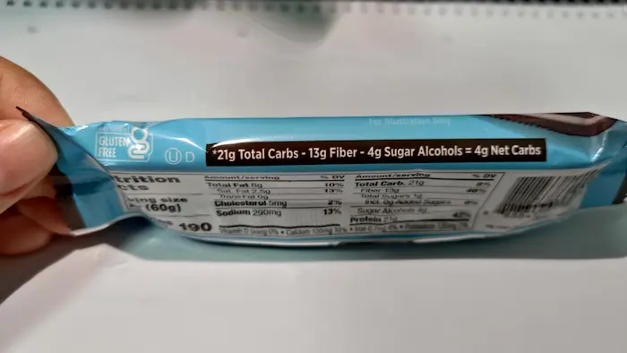 photo of quest bar nutrition label