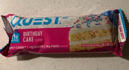 photo of quest bar birthday cake flavor