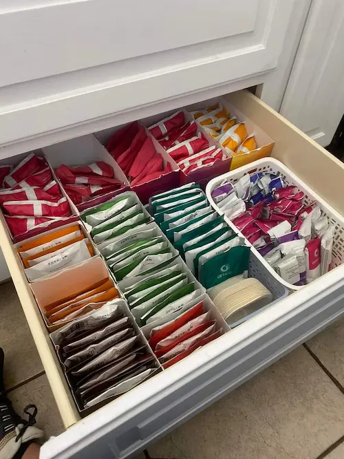 photo of how to store optavia fuelings in the drawer