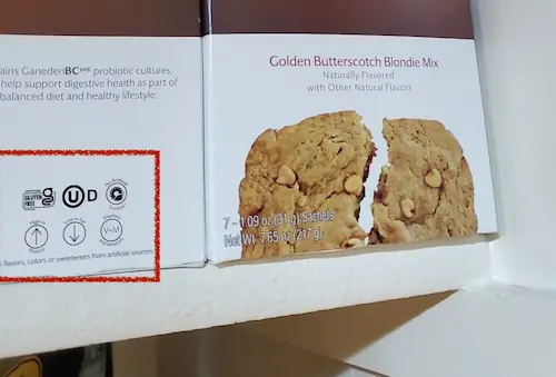 photo of the gluten free logo displayed on the back of optavia box