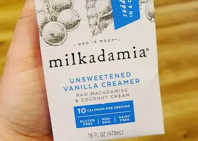 photo of optavia approved coffee creamer milkademia