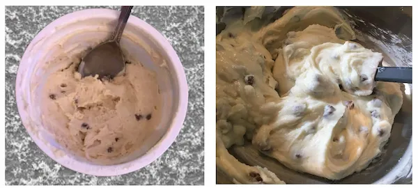 photo of Optavia chocolate chip cookie hack with yogurt and ricotta cheese