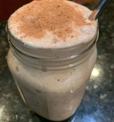 photo of Optavia chewy chocolate chip cookie shake hack