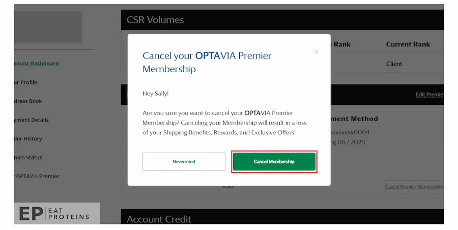 cancel optavia membership