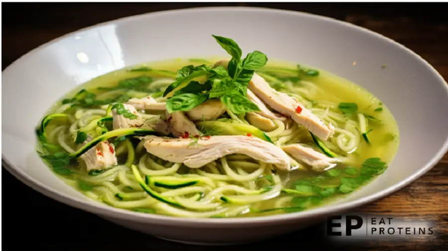 Optavia Lean and Green Chicken Zucchini Noodle Soup