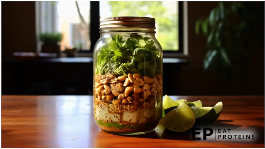 Optavia Lean and Green Mason Jar Thai Salad