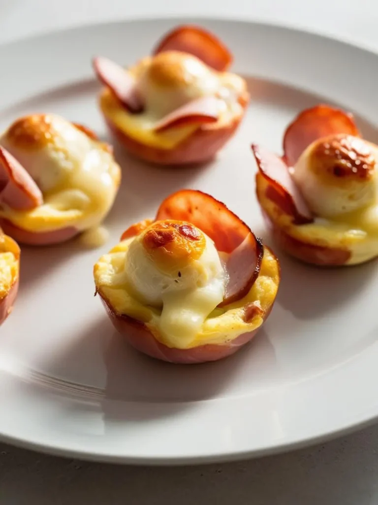 A platter of ham and Gruyere egg bites with fresh herbs and cherry tomatoes in a tray