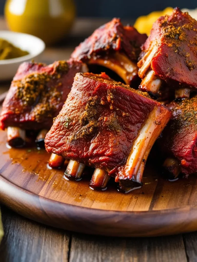 A sizzling chopping board of Mexican spiced short ribs with colorful spices and herbs scattered around