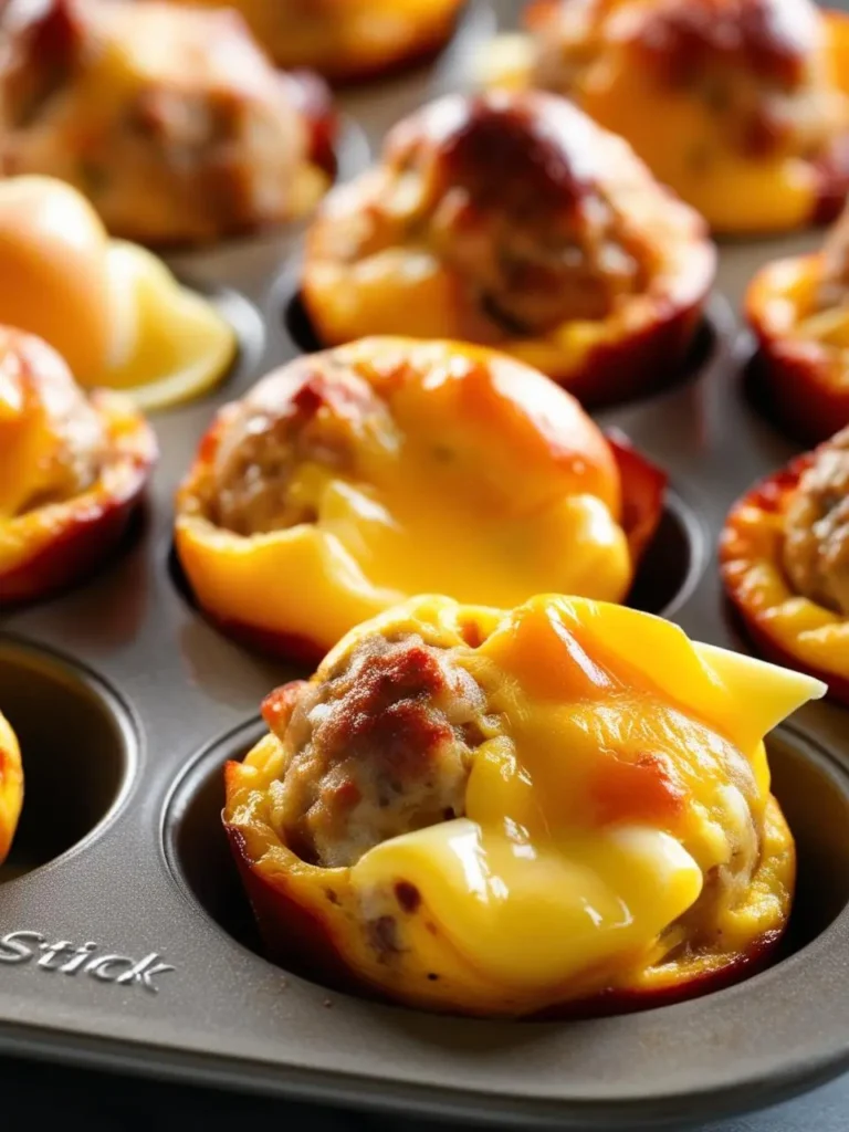 A plate of sausage and Gouda egg bites 