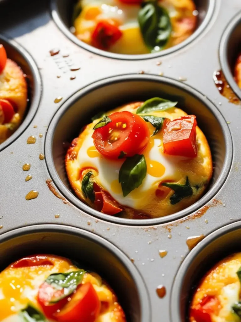 A tray of tomato basil egg bites 