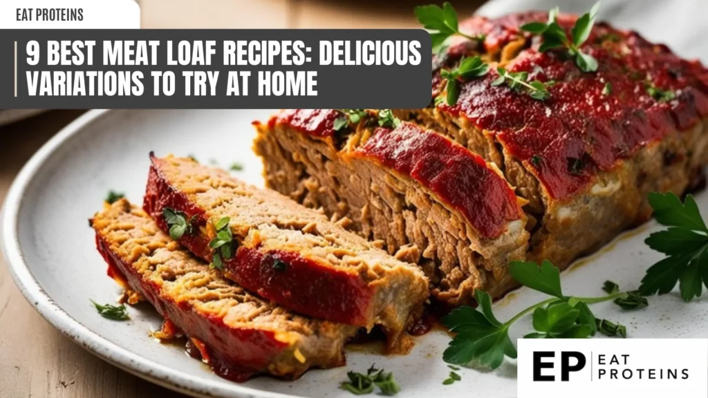 a sliced meatloaf with a rich red glaze rests on a white plate, garnished with fresh green herbs. the meatloaf has a slightly crumbly texture and appears moist. the focus is on the savory and comforting nature of the dish